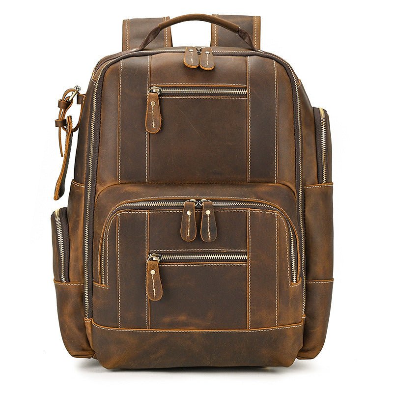 Leather Backpack, Real Full-Grain for Laptops