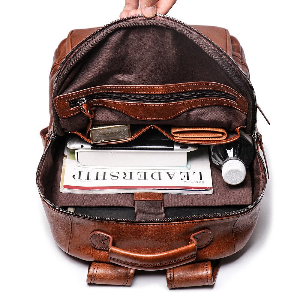 ASARO Casual Leather Backpack - Moxtile