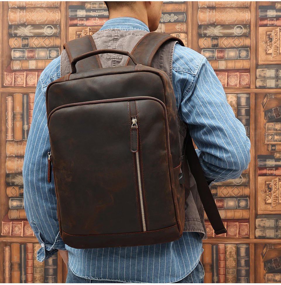 ATTILIO Casual Genuine Leather Backpack - Moxtile