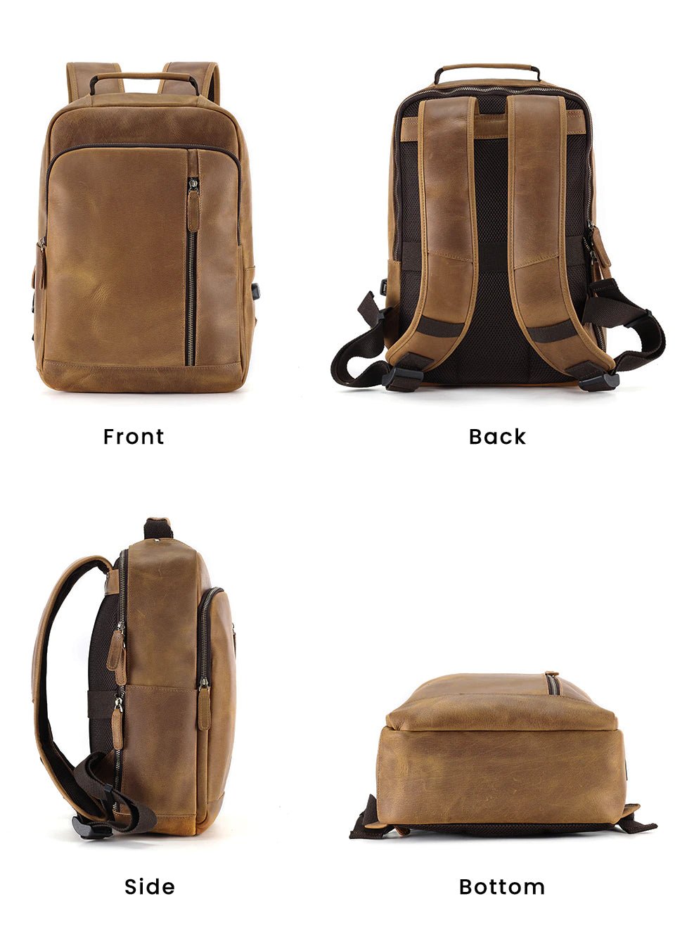 ATTILIO Casual Genuine Leather Backpack - Moxtile