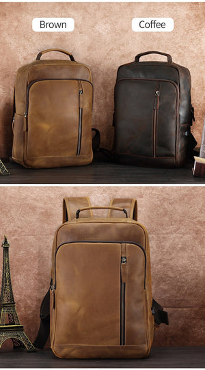 ATTILIO Casual Genuine Leather Backpack - Moxtile