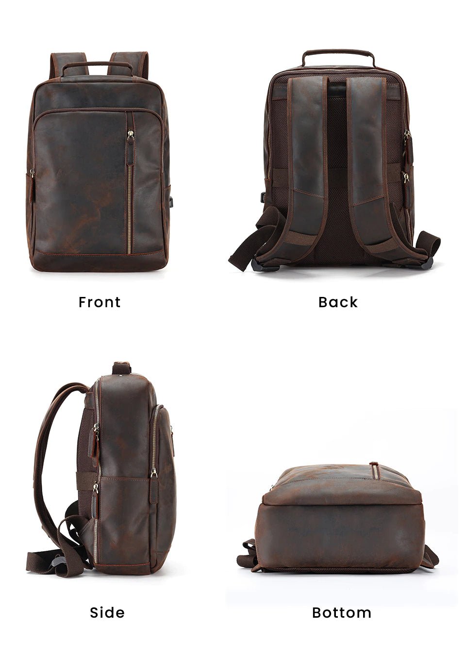 ATTILIO Casual Genuine Leather Backpack - Moxtile