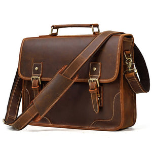 CARUSO British Classic Genuine Leather Briefcase Moxtile