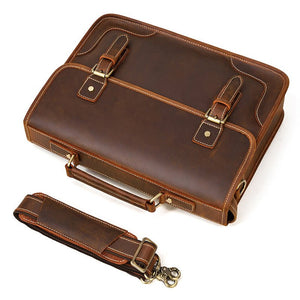 CARUSO British Classic Genuine Leather Briefcase - Moxtile