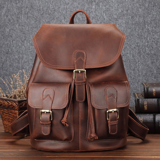 COLUMBO Large Genuine Leather Backpack - Moxtile