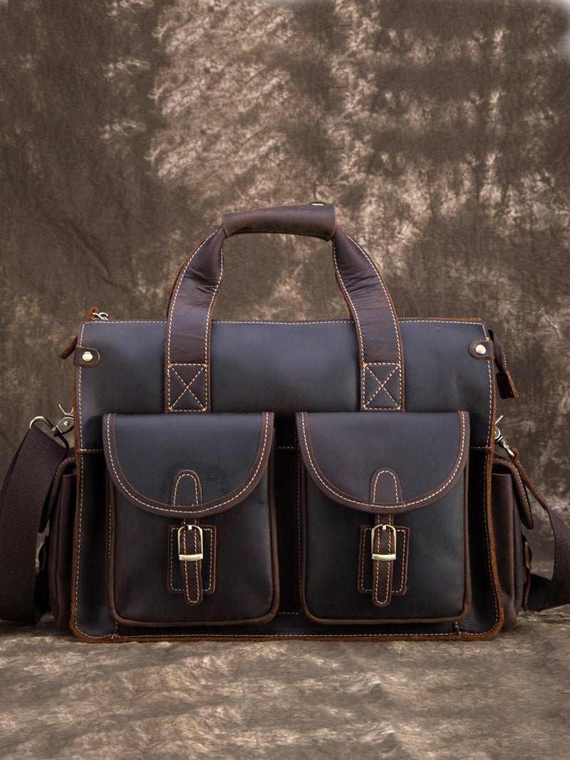 MITARA Large Genuine Leather Briefcase - Moxtile