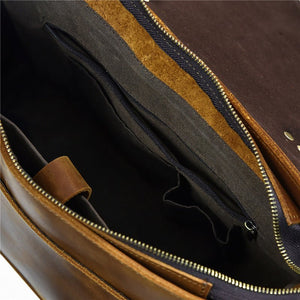 ODORI Large Genuine Leather Briefcase - Moxtile