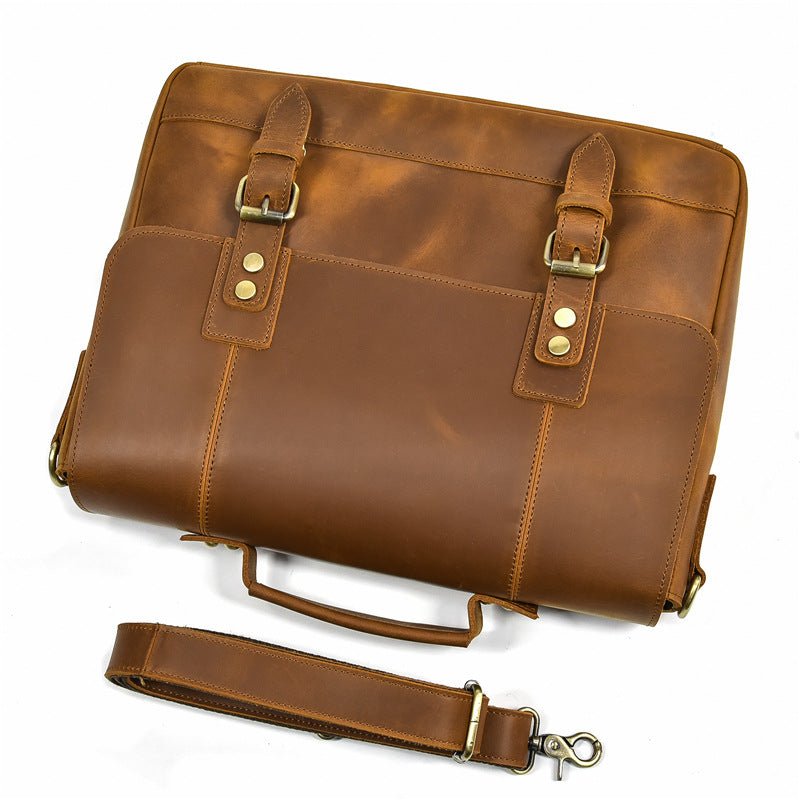 ODORI Large Genuine Leather Briefcase - Moxtile