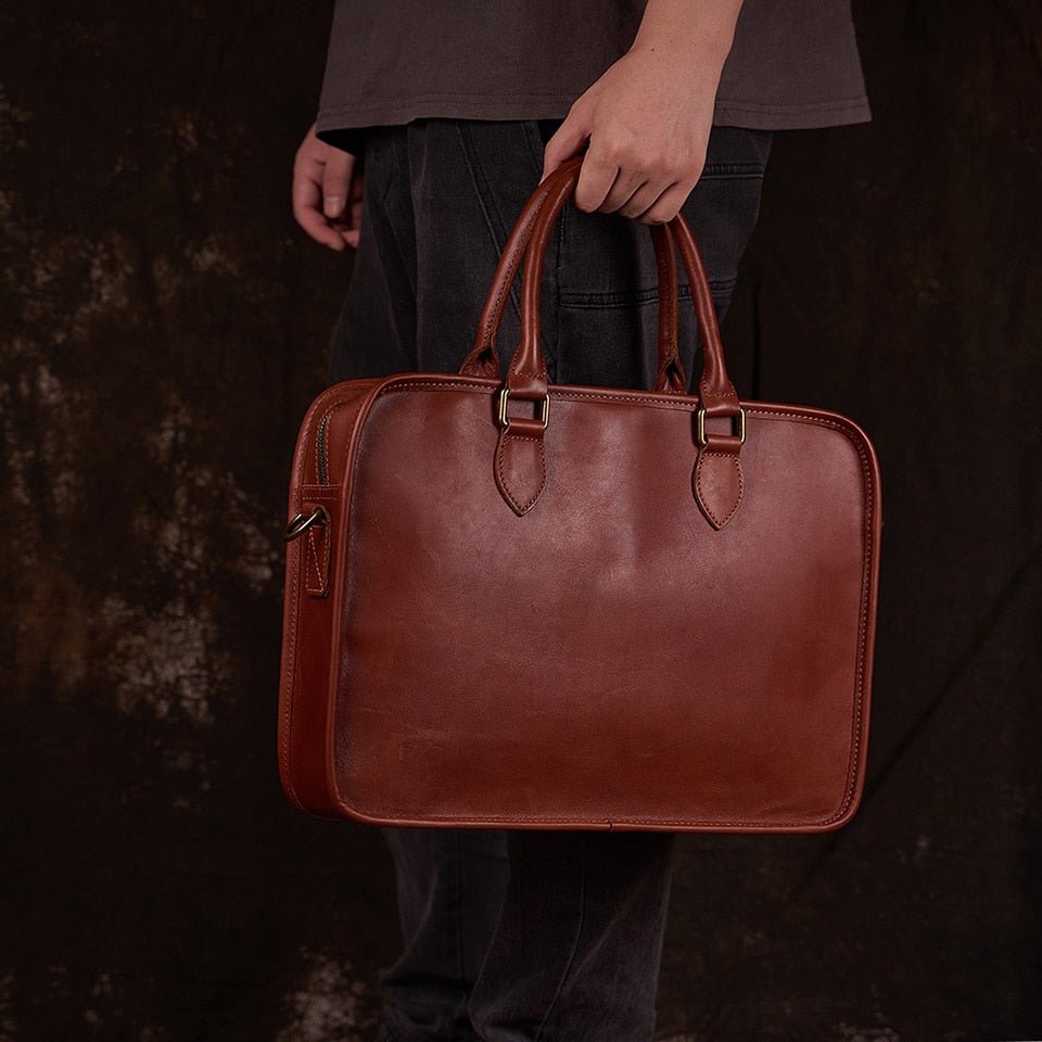 RODIO Soft minimal Genuine Leather Briefcase - Moxtile